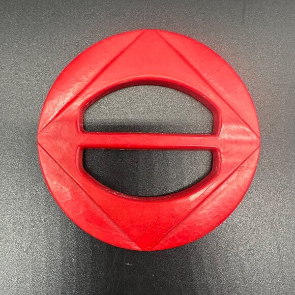 Vintage Scarf Slides Belt Buckles Red Plastic Black Bakelite Leaf Geometric - Picture 4 of 8